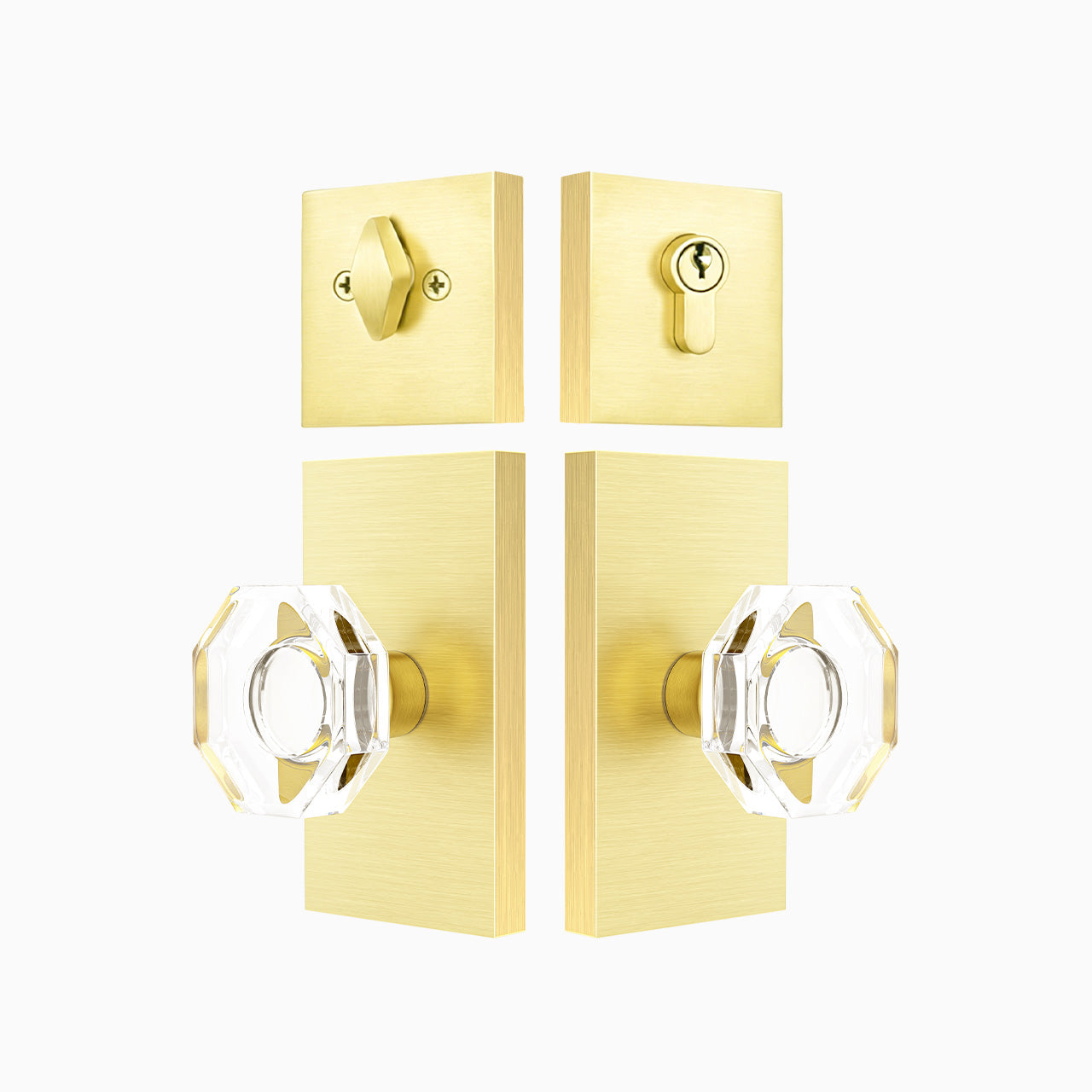 SENY Entry Door Knob Set with Octagonal Crystal Passage Knob & Deadbolt