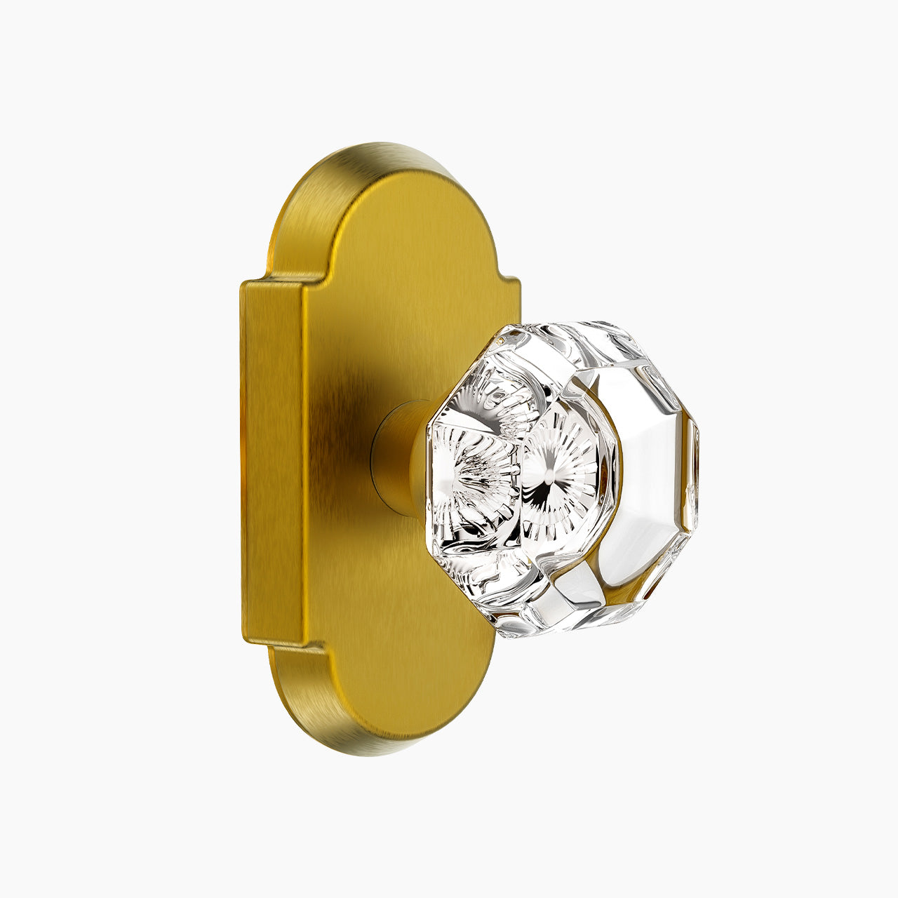 octagon crystal door knob with arch backplate antique brass passage SENY