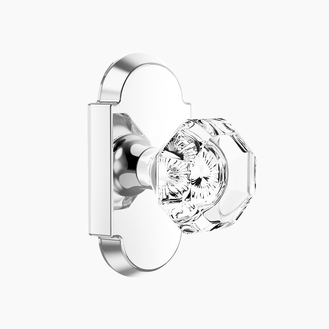 octagon crystal door knob with arch backplate polished chrome passage SENY