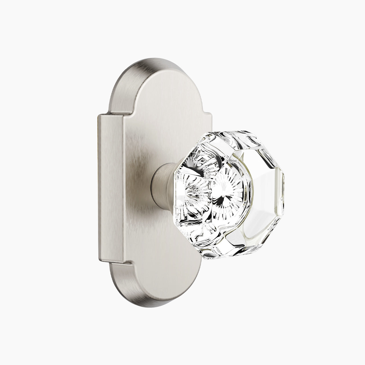 octagon-crystal-door-knob-with-arch-backplate-satin-nickel-passage