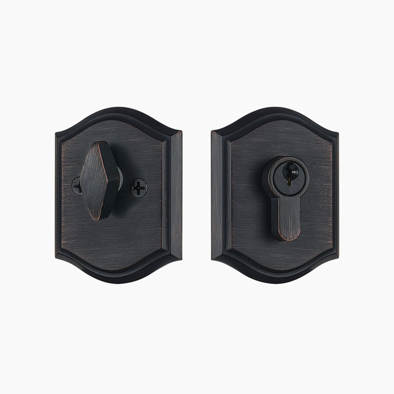 Oil rubbed bronze decorative deadbolt lock with keyed entry SENY