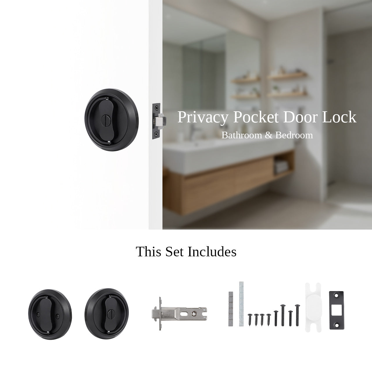 Pocket door privacy lock installed on interior sliding door SENY
