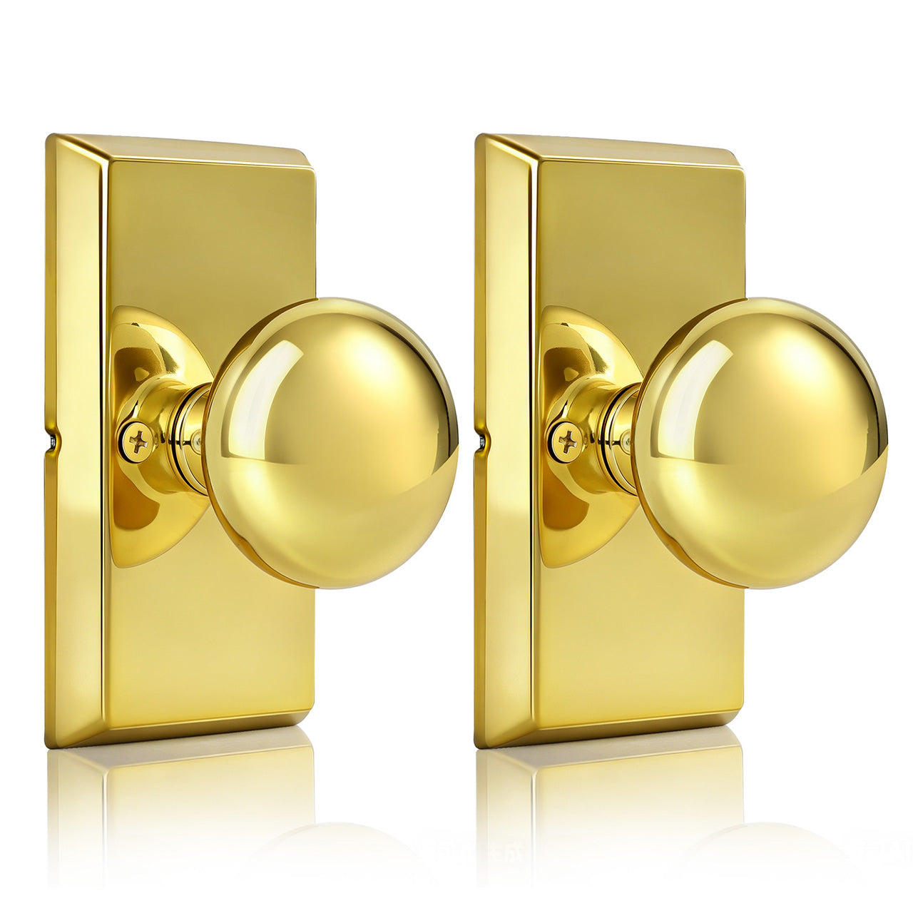 SENY Modern Vintage Interior Door Knobs – Round Door Knobs with Rectangular Rosette, Dummy, Passage & Privacy