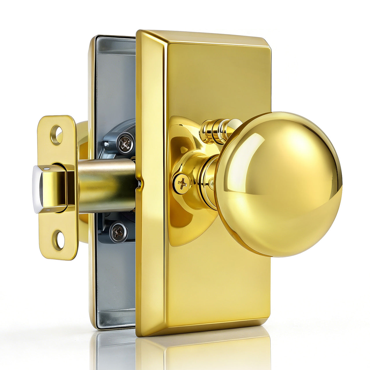 SENY Modern Vintage Interior Door Knobs – Round Door Knobs with Rectangular Rosette, Dummy, Passage & Privacy