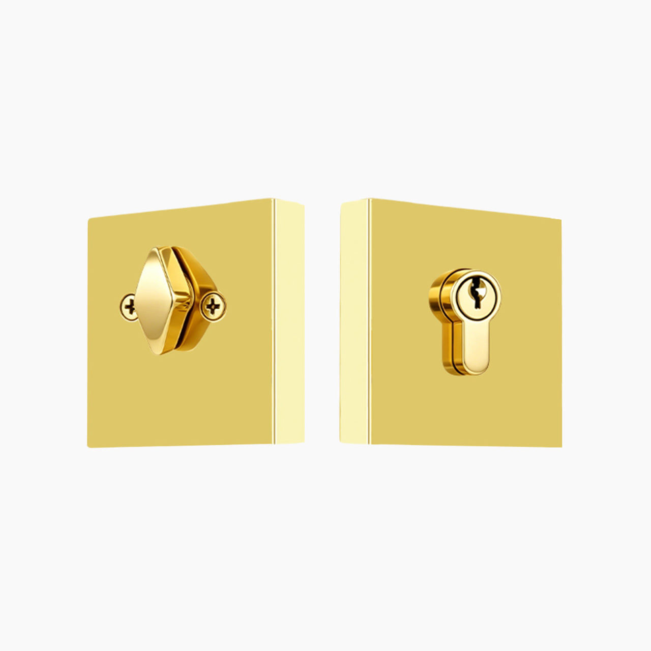 Polished brass square deadbolt lock for front door security SENY