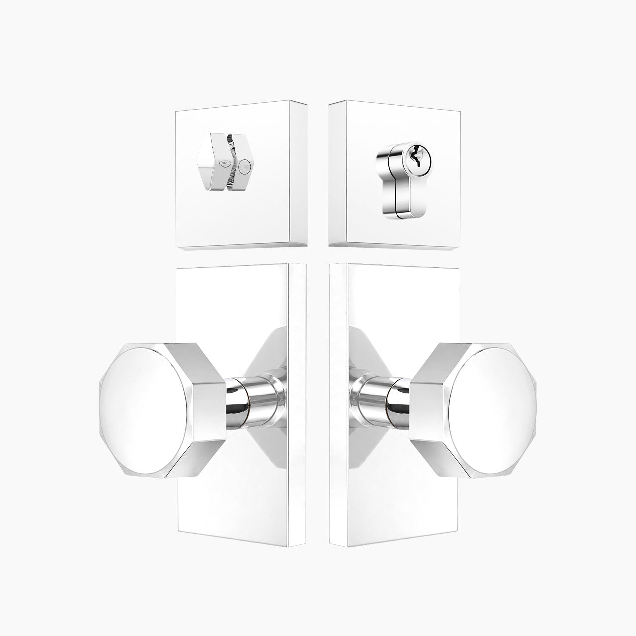SENY Modern Metal Entry Door Knob Set with Octagonal Metal Passage Knob & Deadbolt