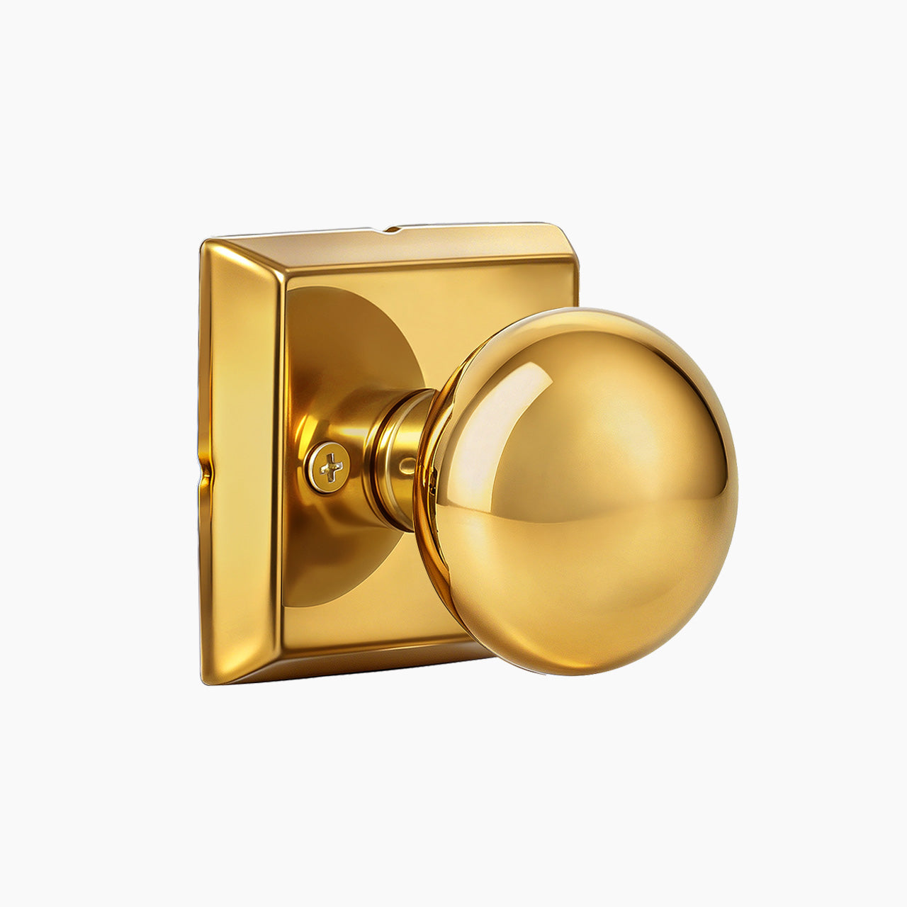 Polished gold modern round passage door knob with square rosette SENY