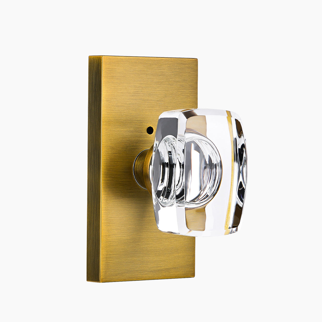SENY Rectangular Crystal Door Knob with Rectangular Backplate | Contemporary Interior Door Knob