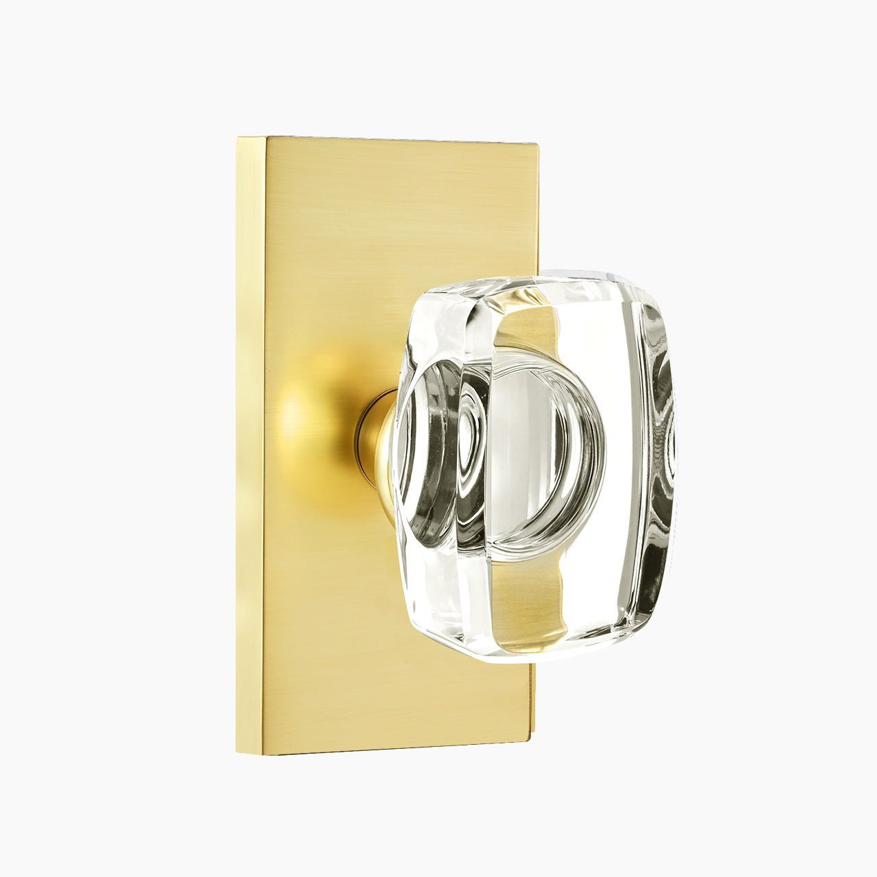 SENY rectangular crystal door knob brushed gold passage function
