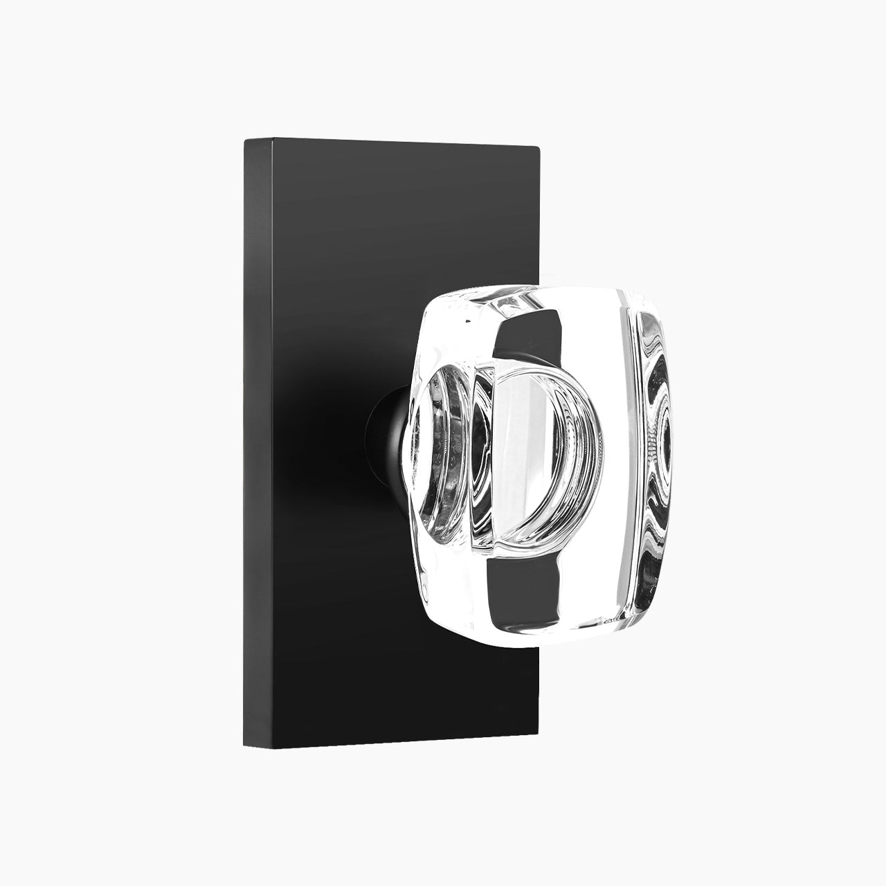 SENY rectangular crystal door knob matte black passage function