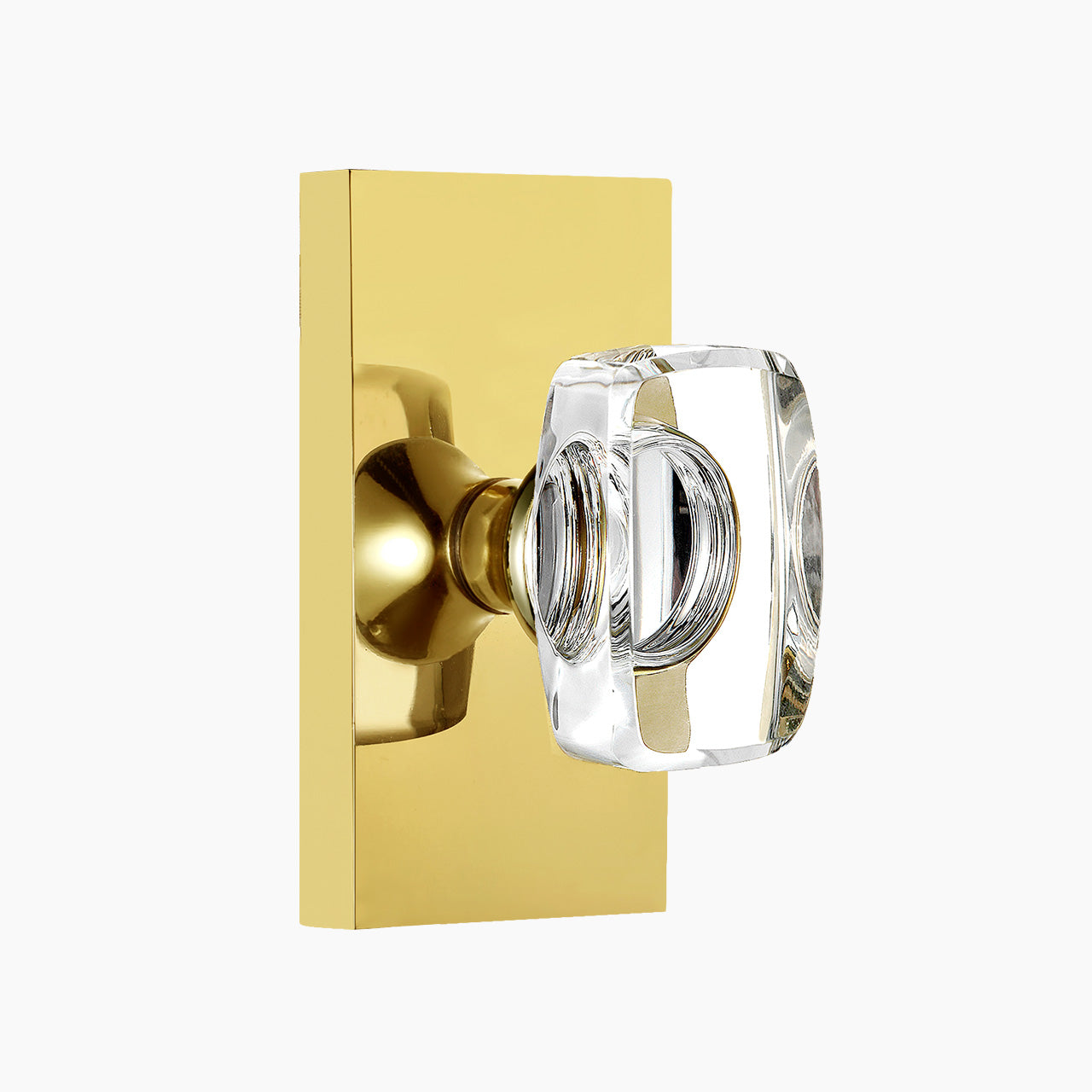 SENY rectangular crystal door knob polished brass dummy function