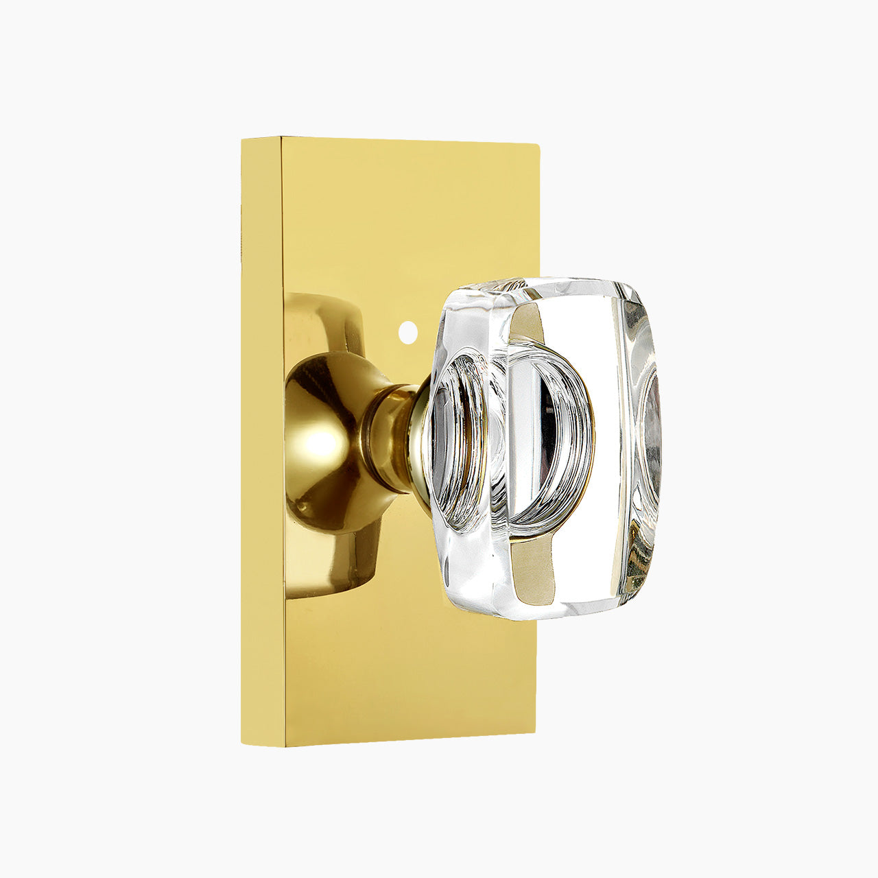 SENY rectangular crystal door knob polished brass privacy function