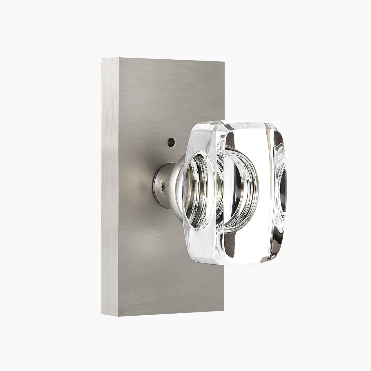SENY rectangular crystal door knob satin nickel privacy function
