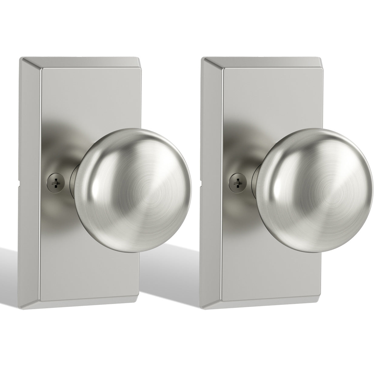 SENY Modern Vintage Interior Door Knobs – Round Door Knobs with Rectangular Rosette, Dummy, Passage & Privacy