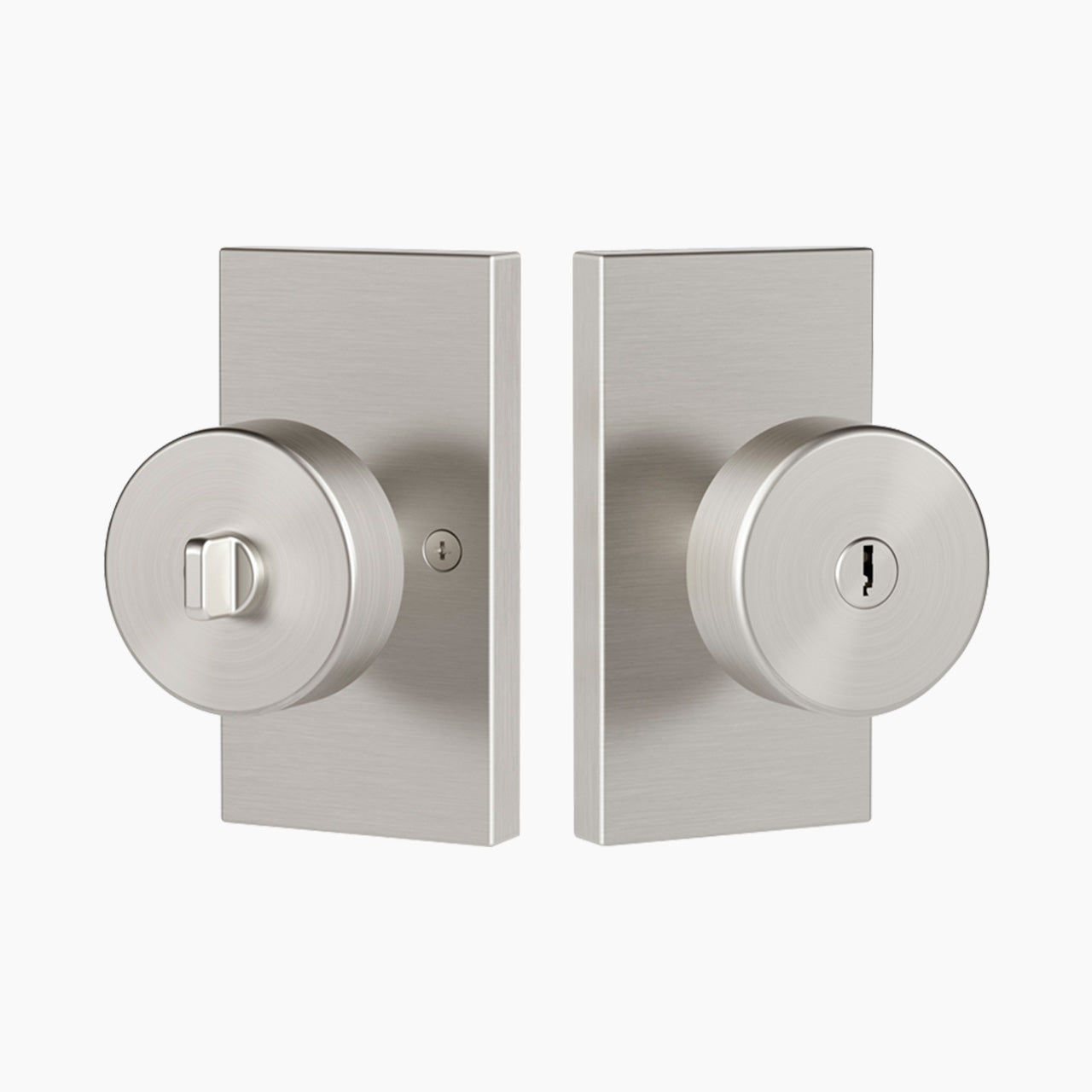 Satin nickel interior door knobs with locks and keyed round knob design SENY