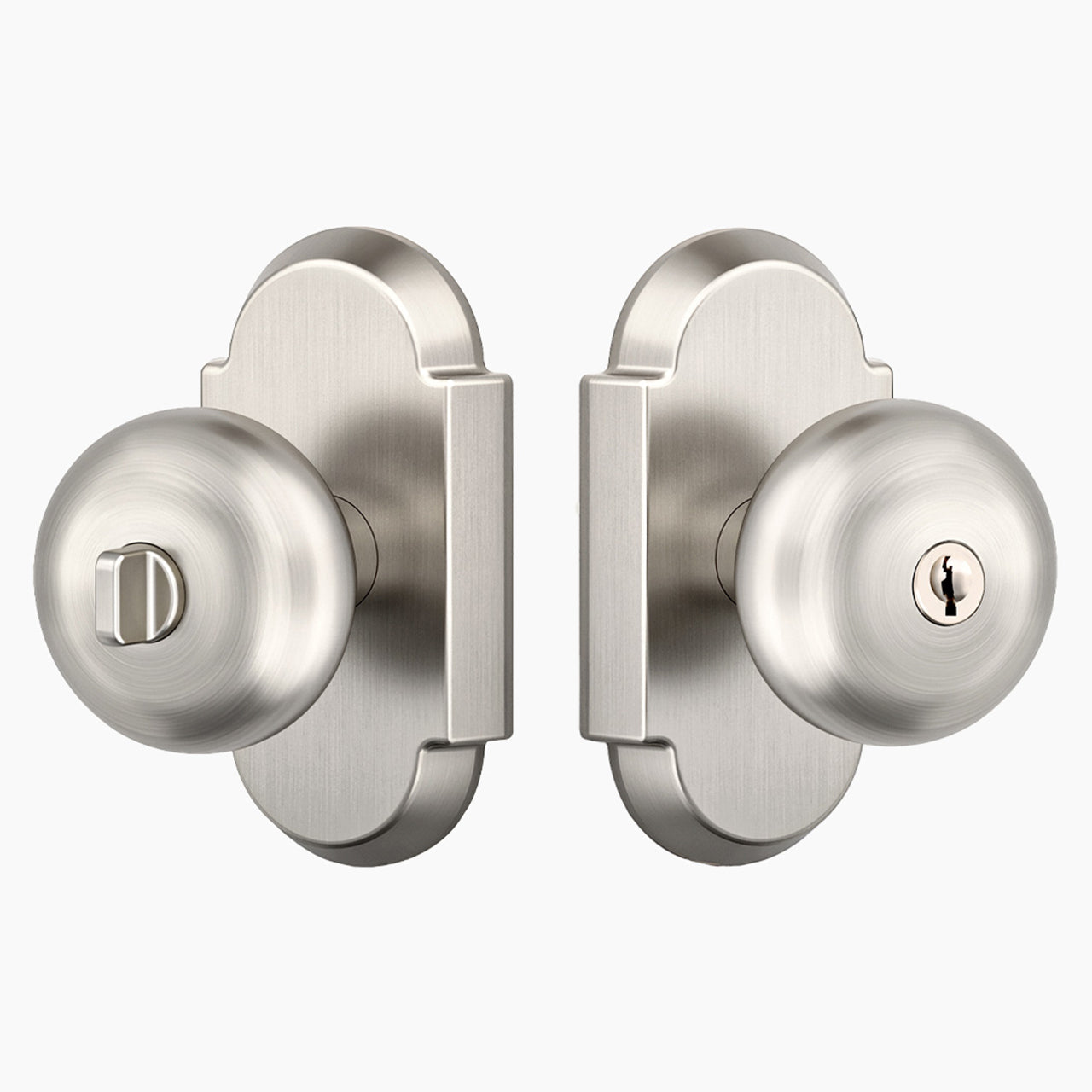 Satin Nickel interior door knobs with locks keyed entry door knob set, SENY