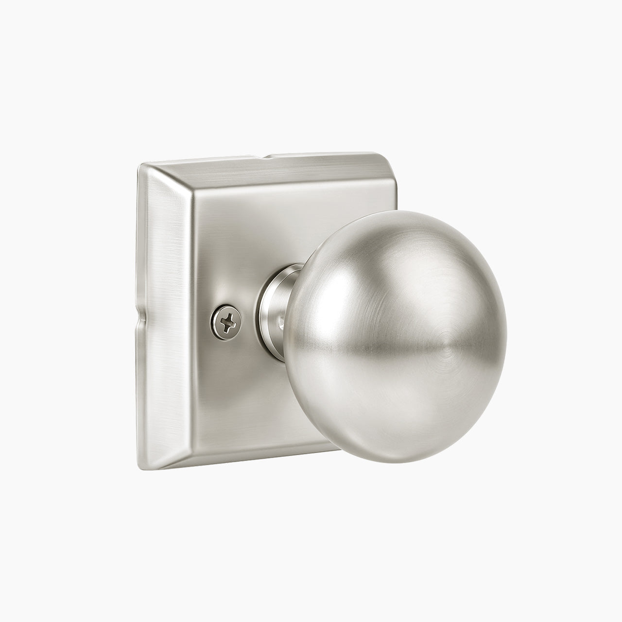 Satin nickel modern round passage door knob with square rosette SENY