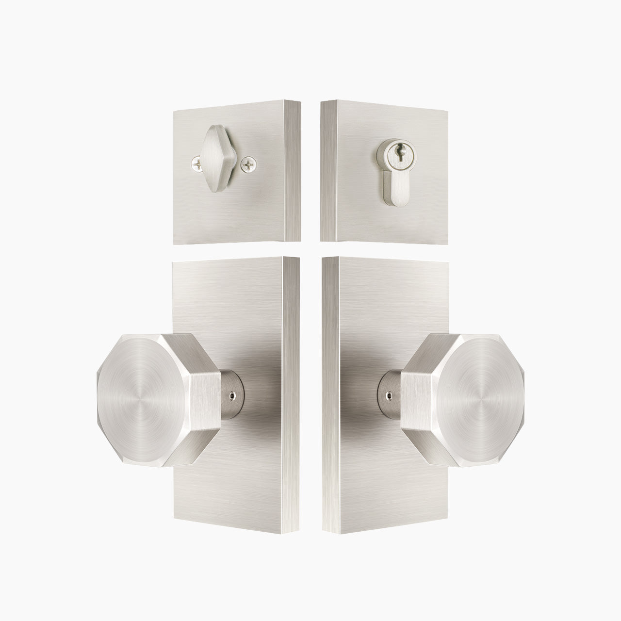 SENY Modern Metal Entry Door Knob Set with Octagonal Metal Passage Knob & Deadbolt
