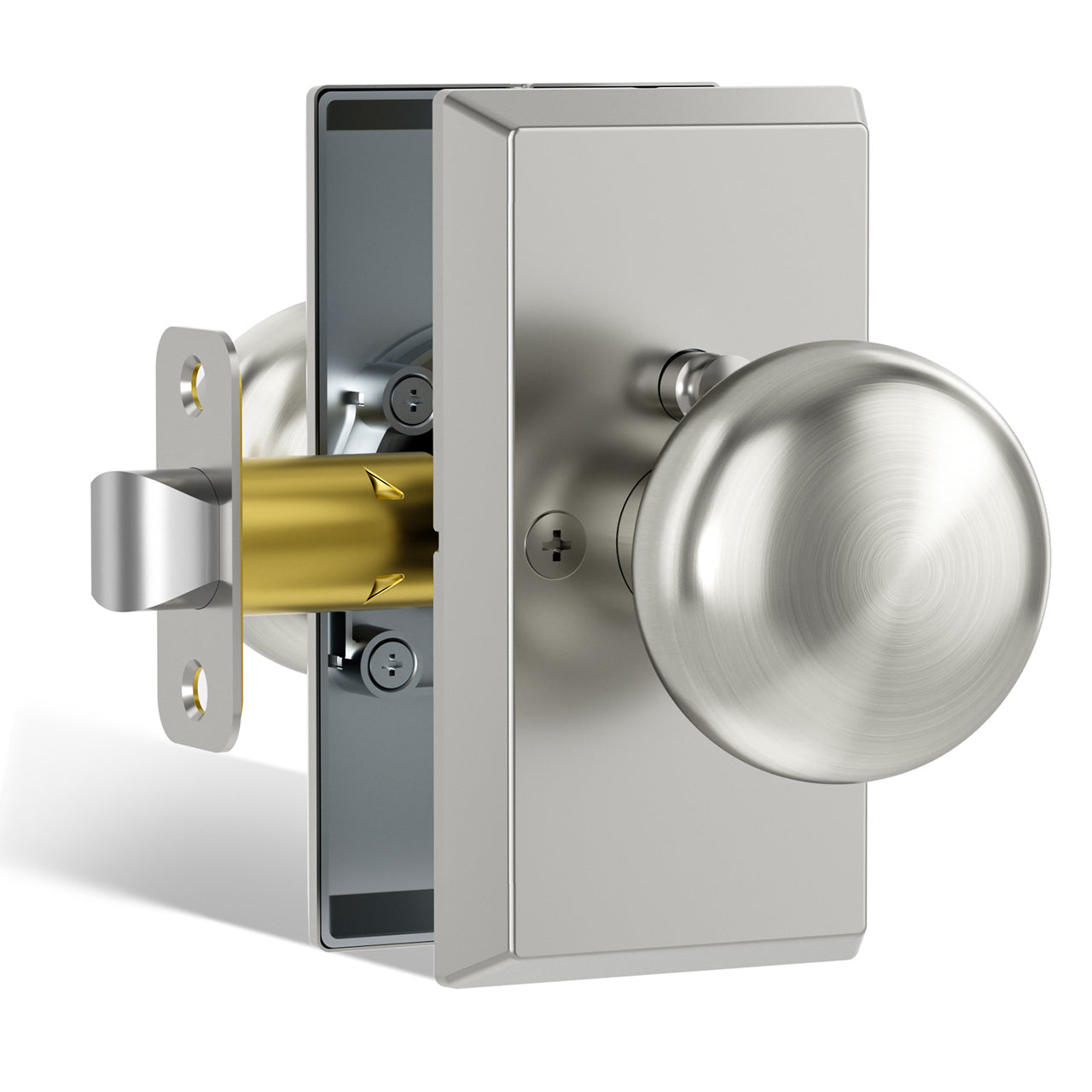 SENY Modern Vintage Interior Door Knobs – Round Door Knobs with Rectangular Rosette, Dummy, Passage & Privacy