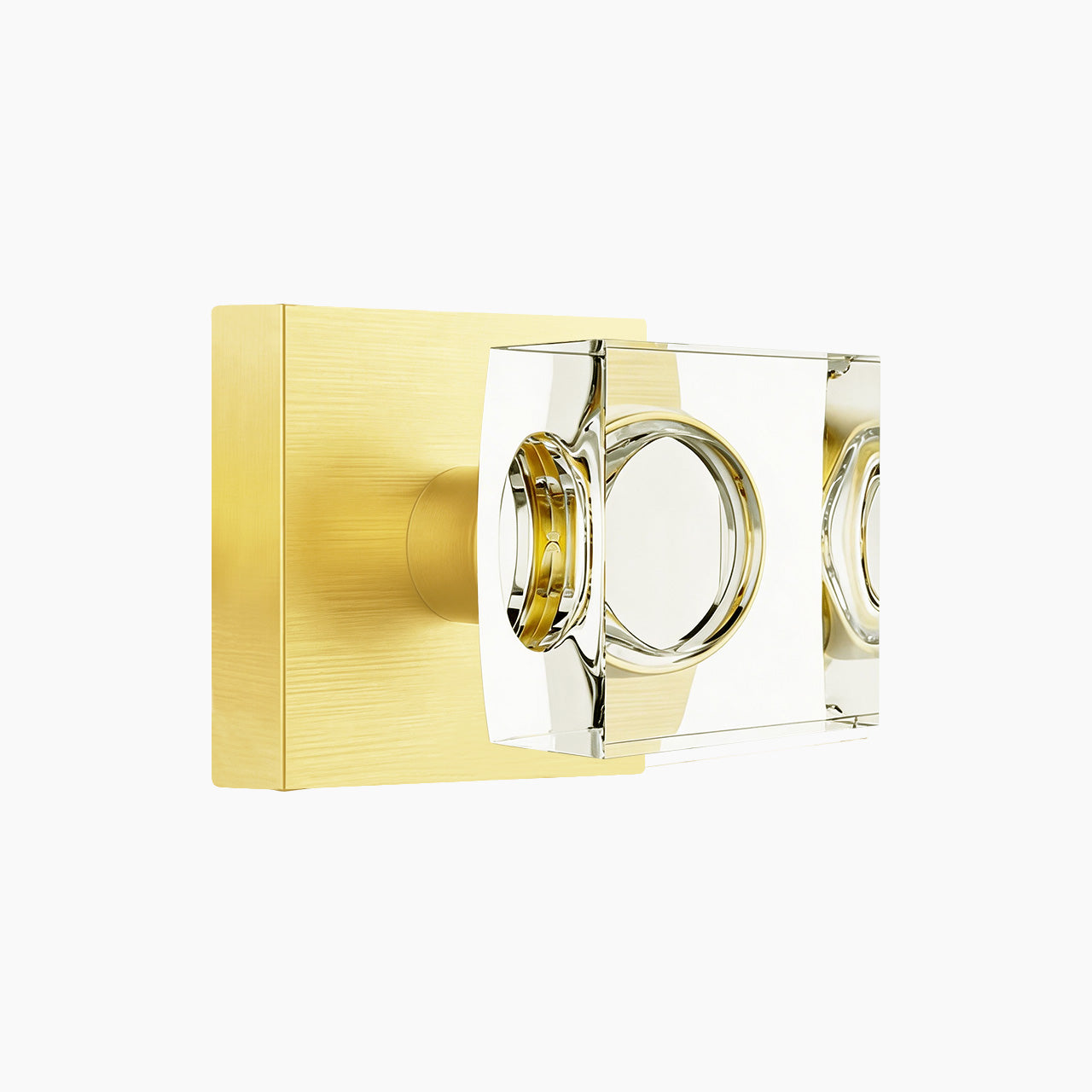square backplate door knob brushed gold finish passage function SENY