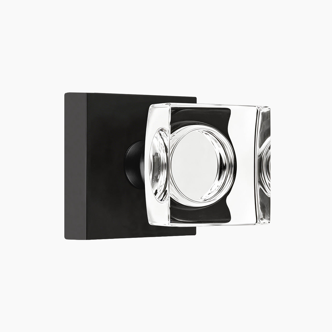 square backplate door knob matte black finish passage function SENY