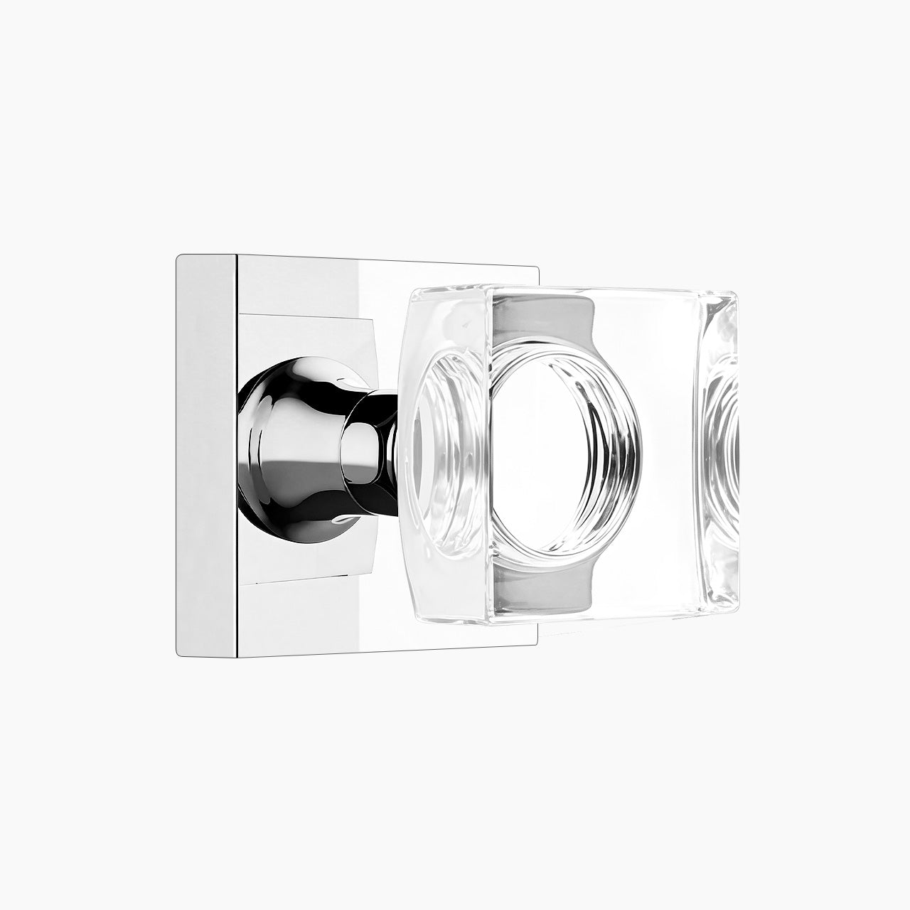 square backplate door knob polished chrome finish passage function SENY