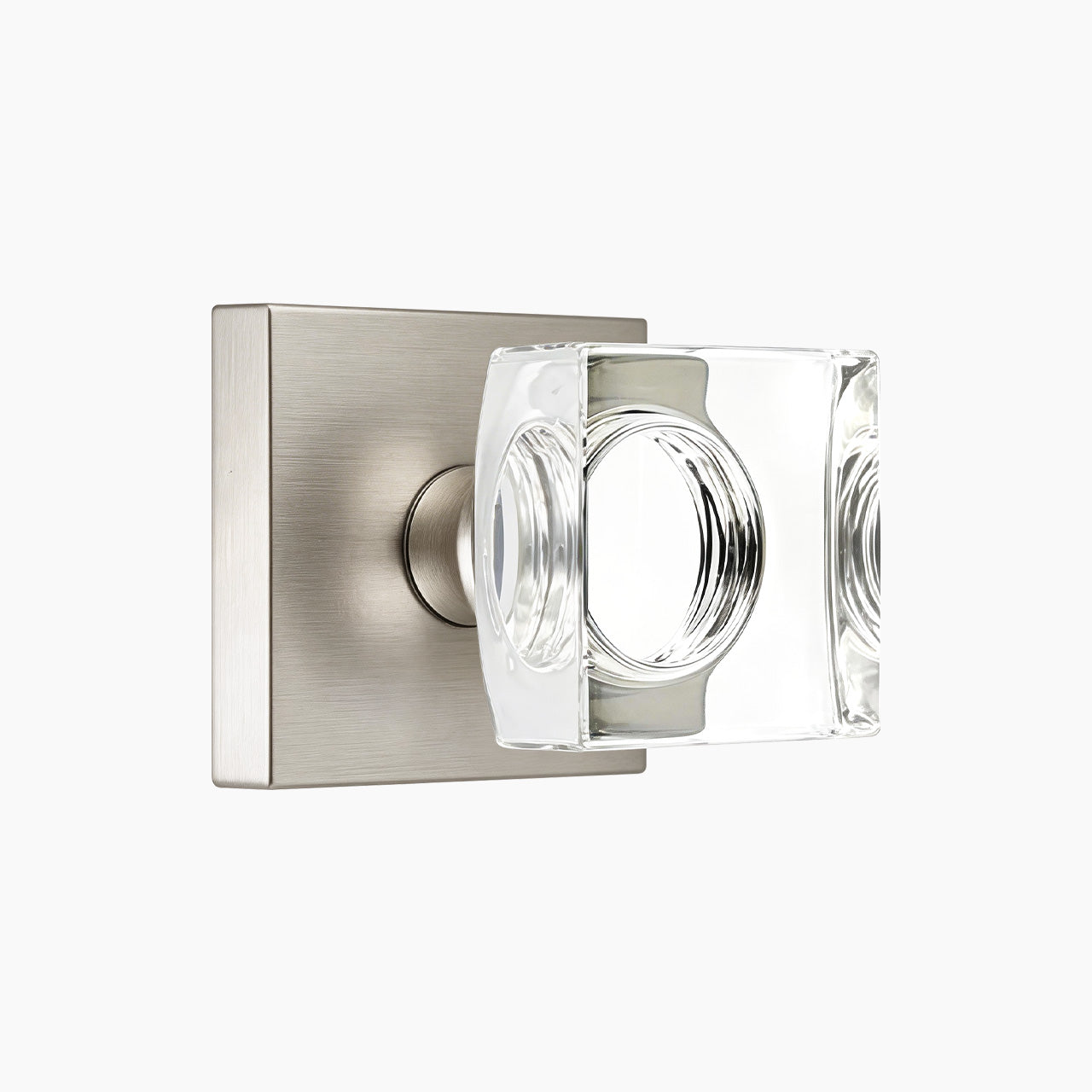 square backplate door knob satin nickel finish passage function SENY