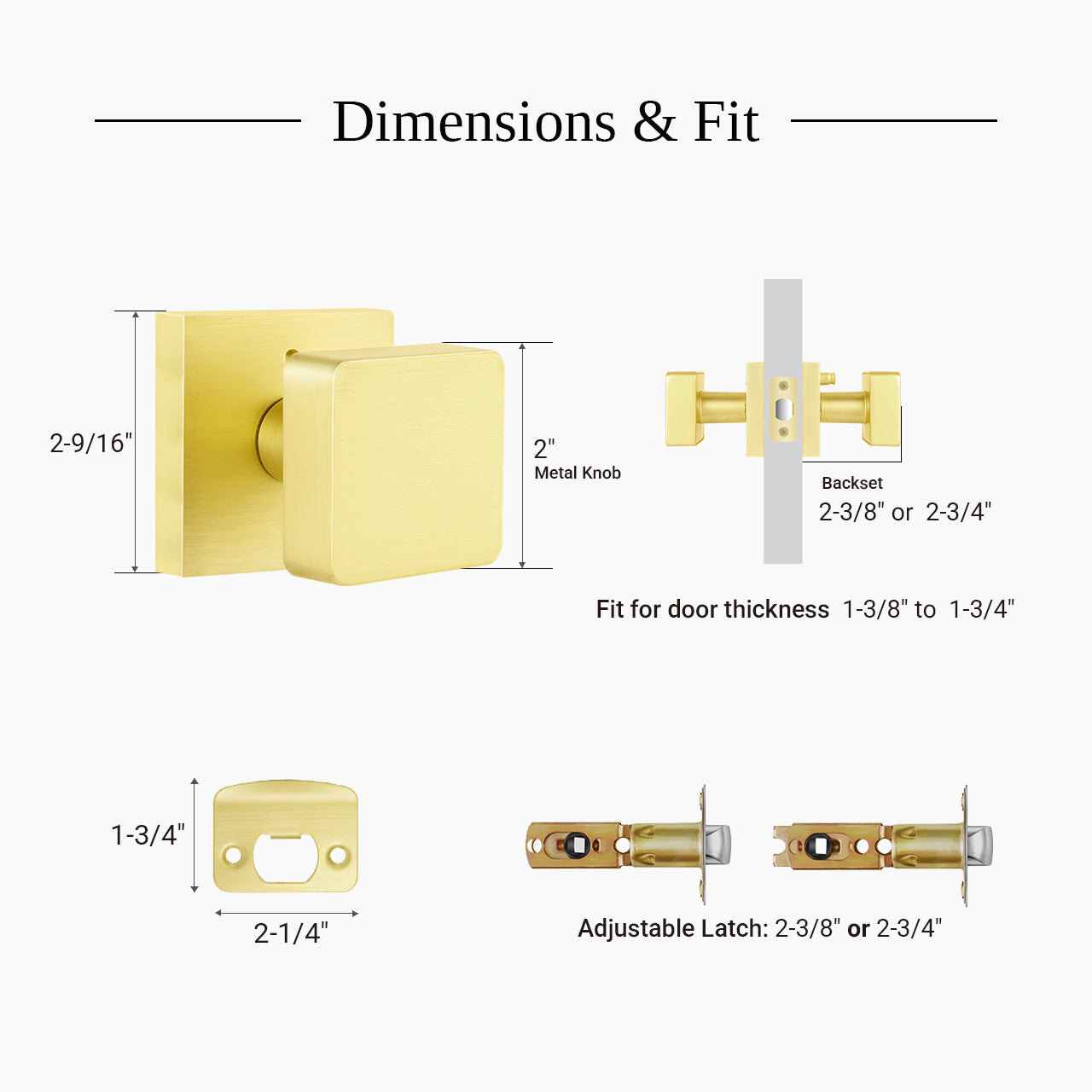 Square door knobs dimensions and standard door fit guide SENY
