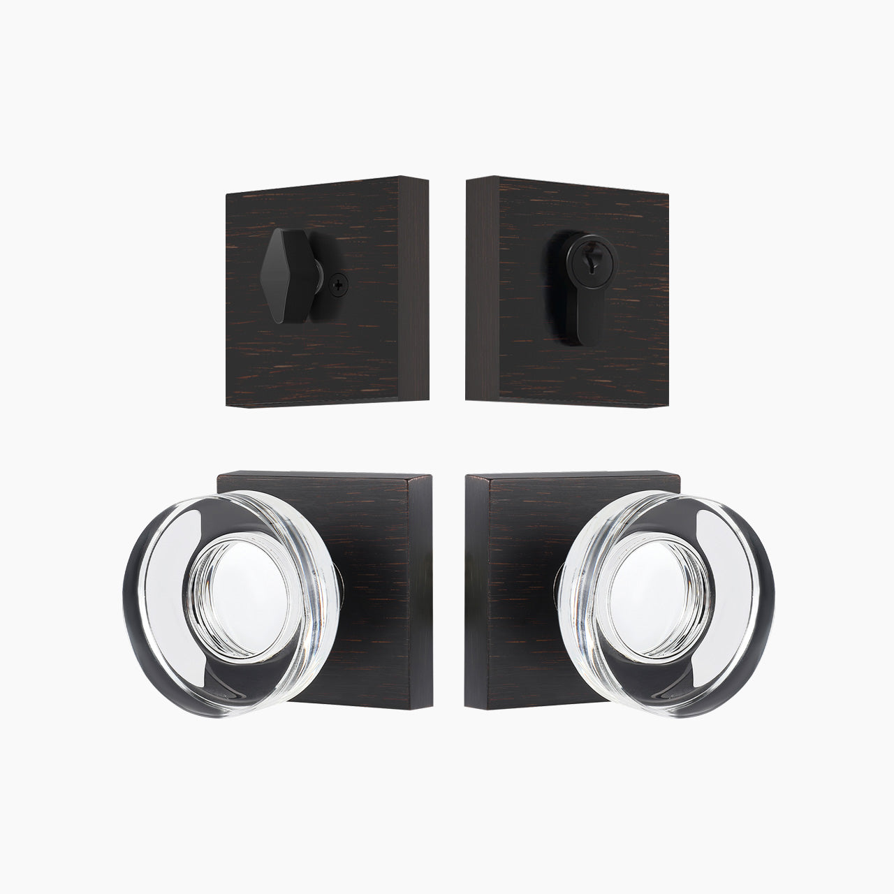 square rosette door knob set oil rubbed bronze finish classic decorative hardware SENY