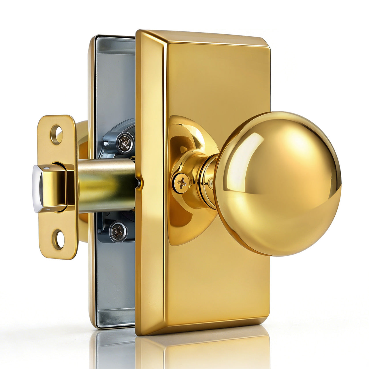 SENY Modern Vintage Interior Door Knobs – Round Door Knobs with Rectangular Rosette, Dummy, Passage & Privacy