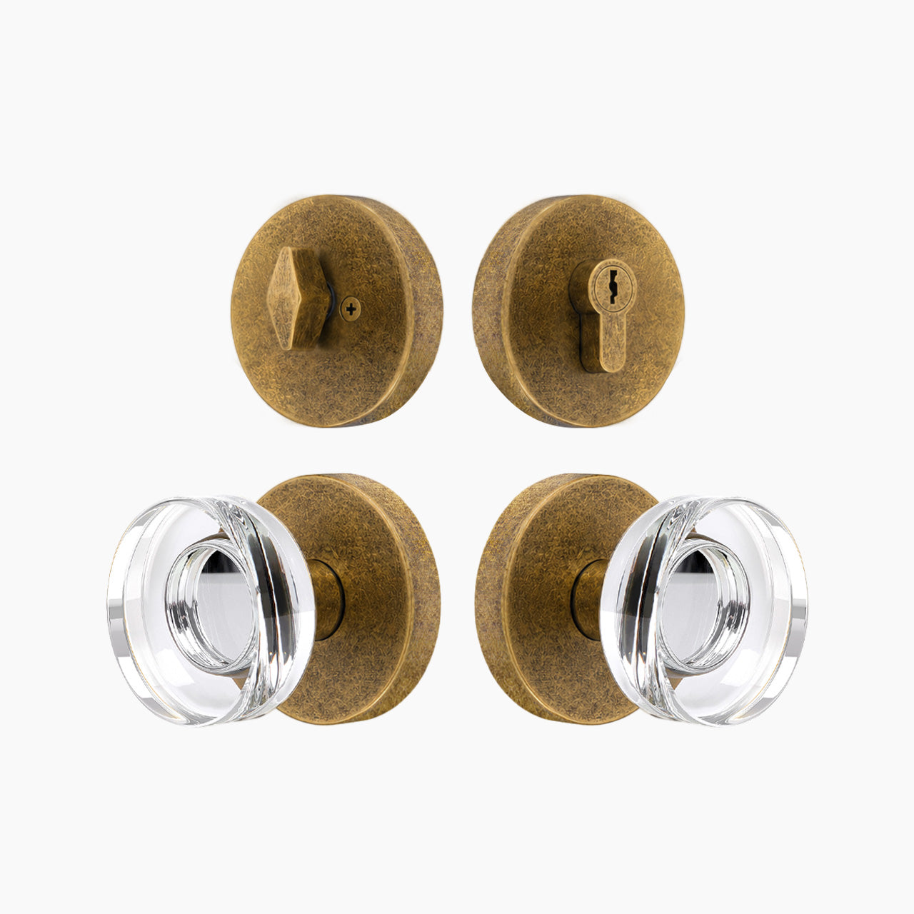 SENY Entry Door Knob Set with Decorative Round Crystal Passage Knob & Deadbolt