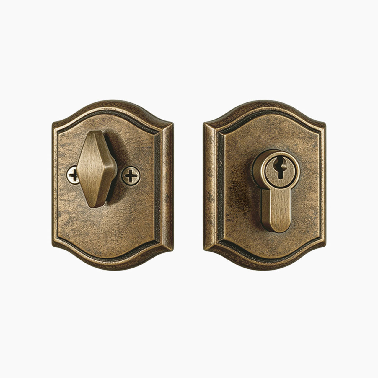 Vintage brass decorative deadbolt lock with traditional arched profile SENY