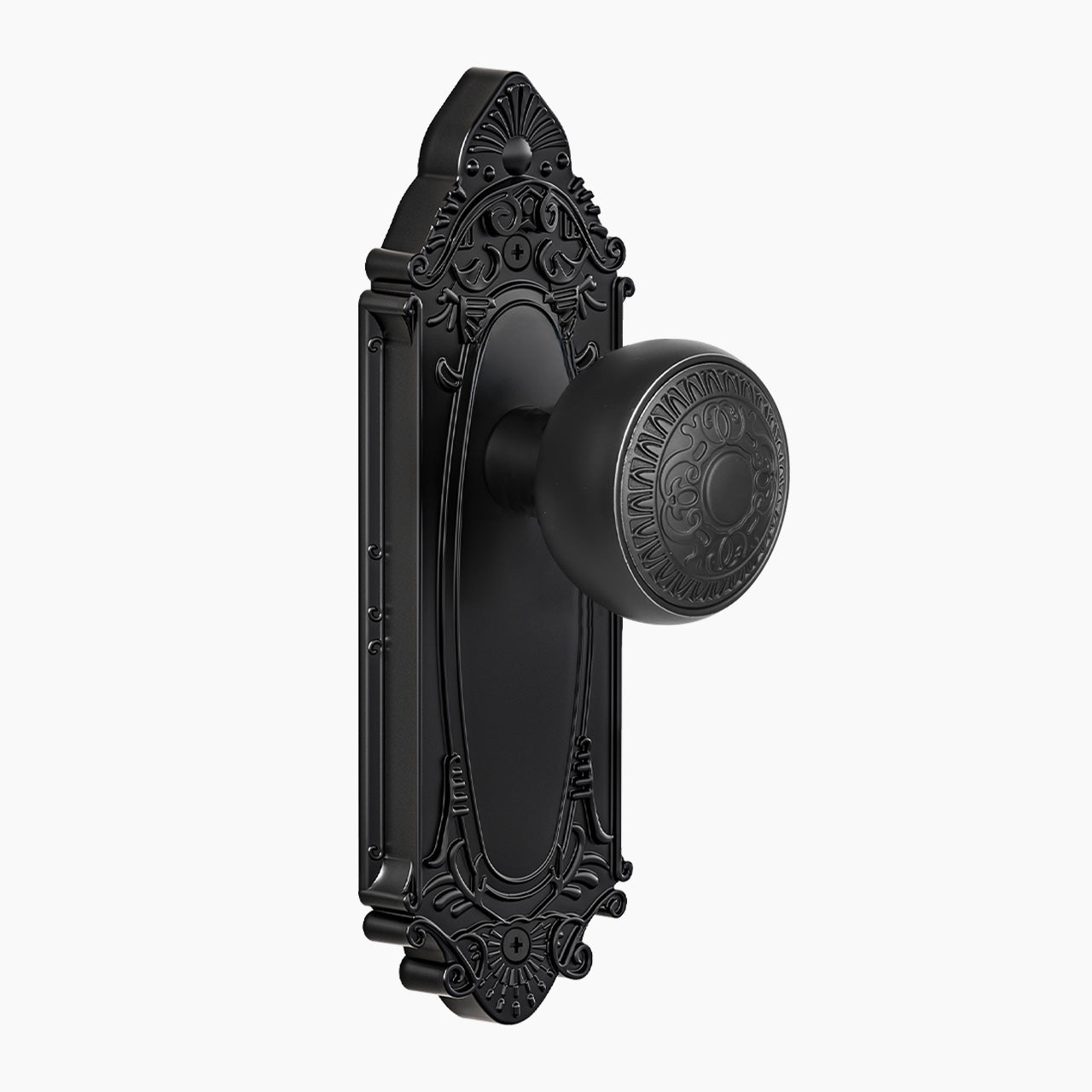 Vintage Floral Door Knob with Sunburst Backplate | Privacy