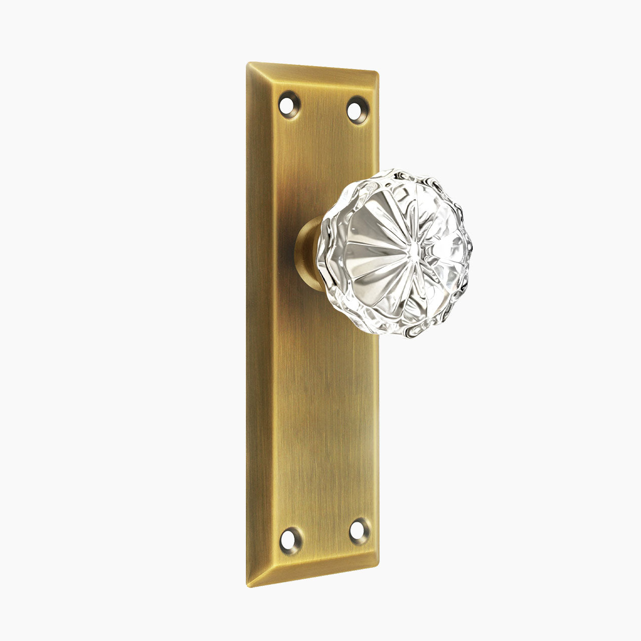 vintage dummy door knob antique brass decorative backplate crystal SENY
