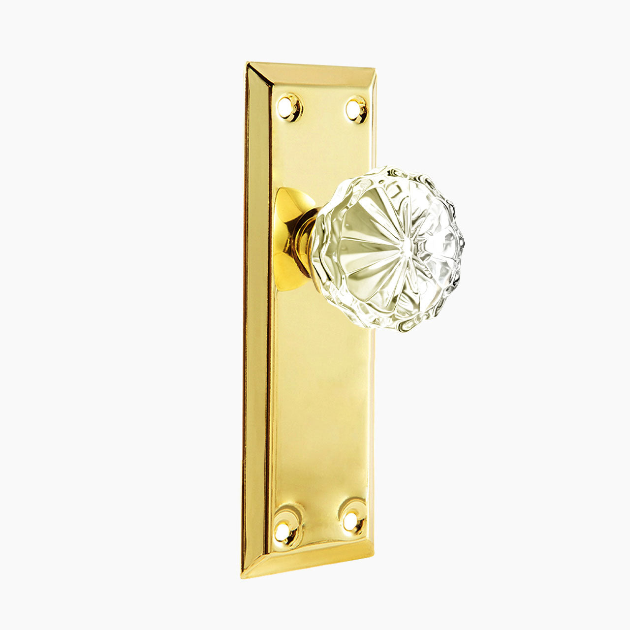 vintage dummy door knob polished brass with backplate crystal knob SENY