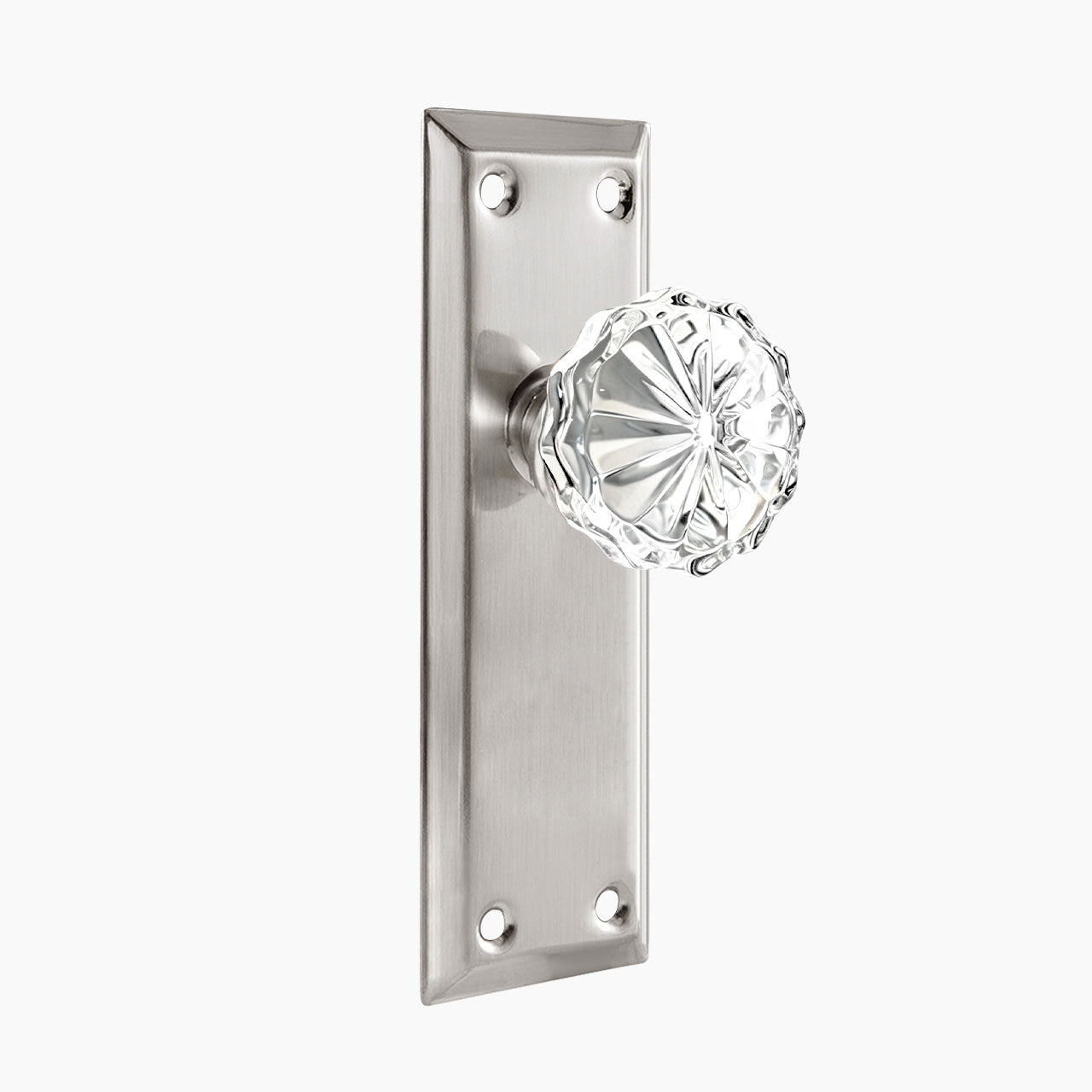 vintage dummy door knob satin nickel decorative backplate crystal SENY
