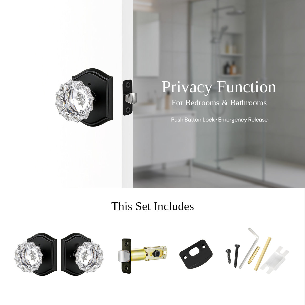 SENY vintage glass door knobs privacy function interior door lock