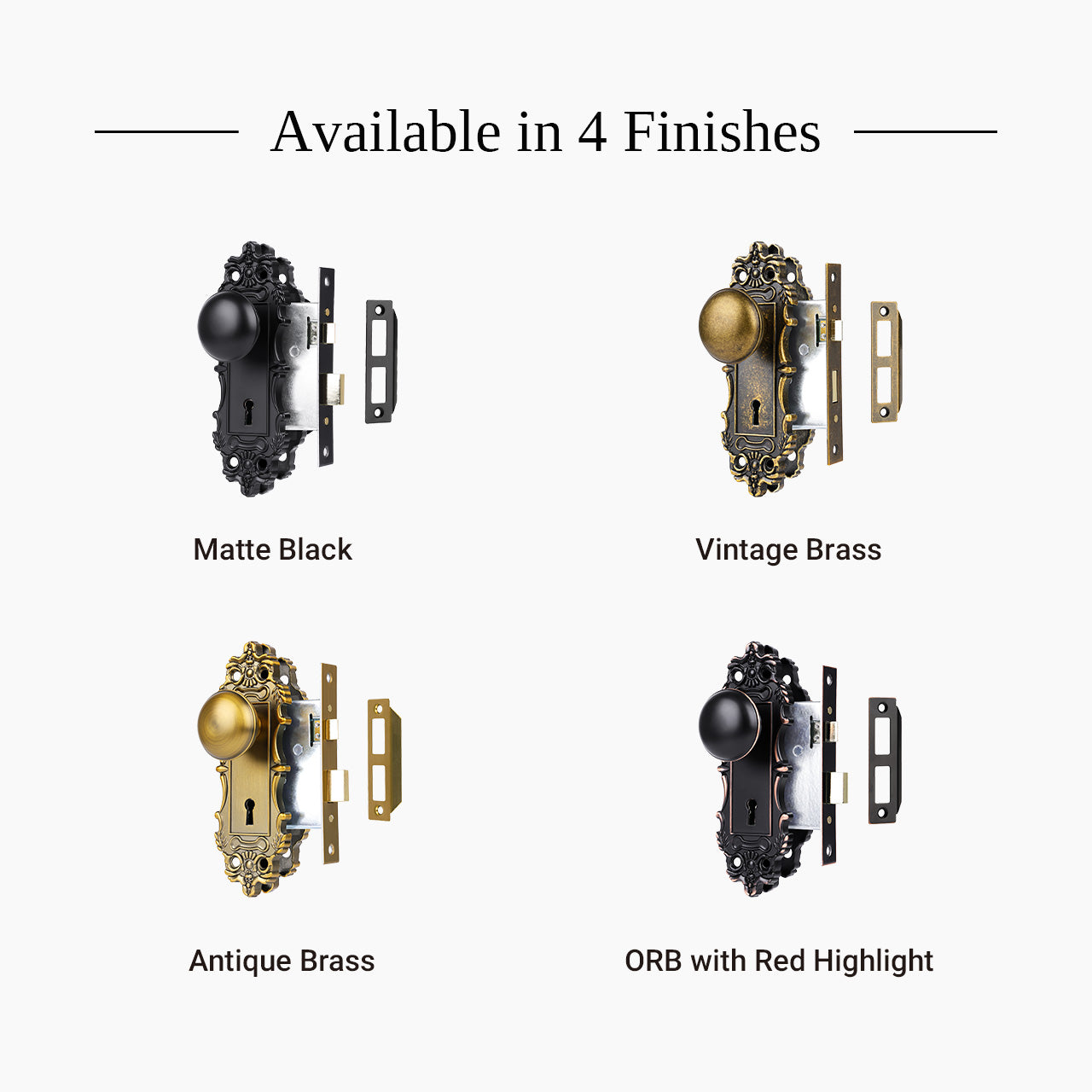 Vintage mortise lock set available in vintage brass antique brass matte black and oil rubbed bronze finishes, SENY