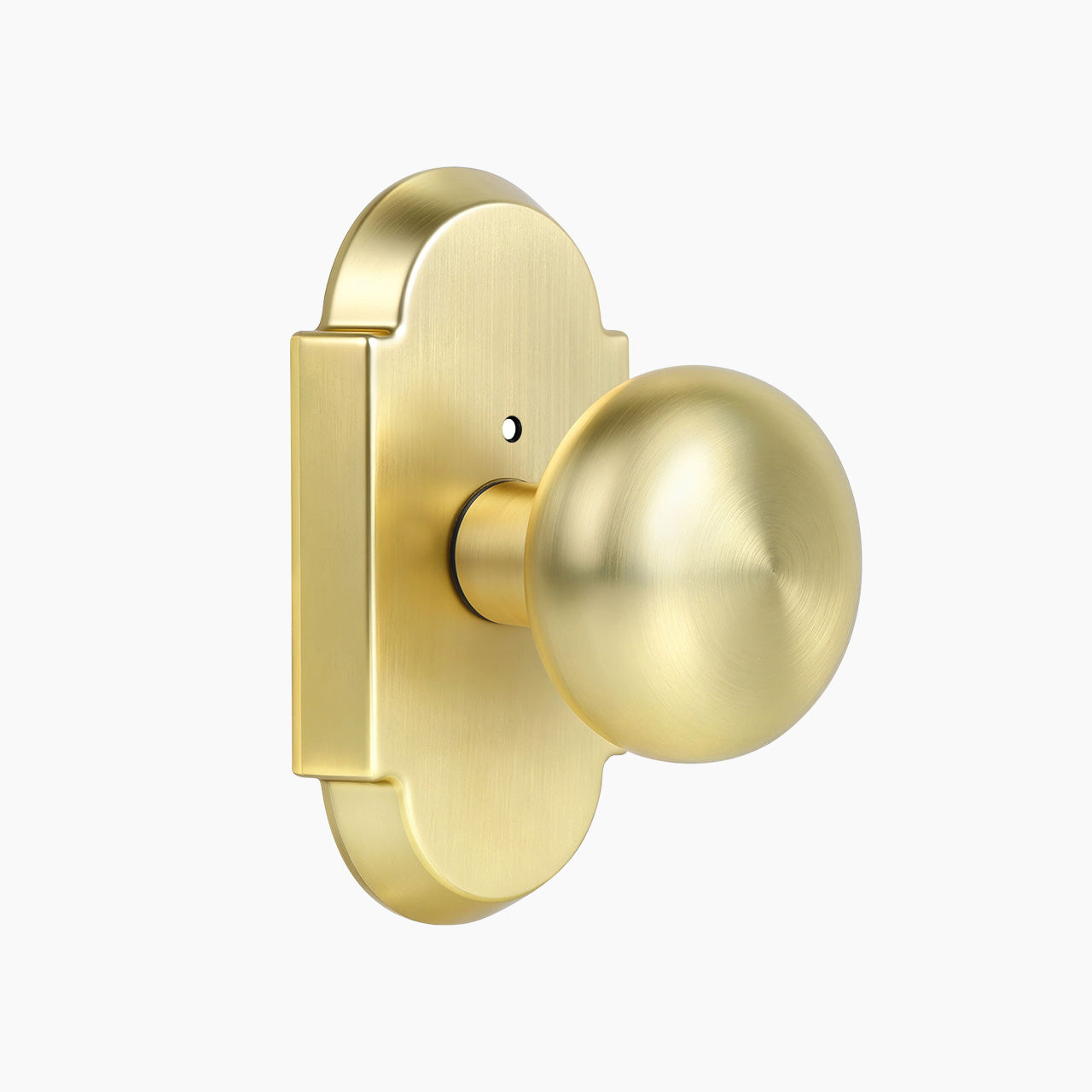 Vintage round door knob with curved backplate for interior doors