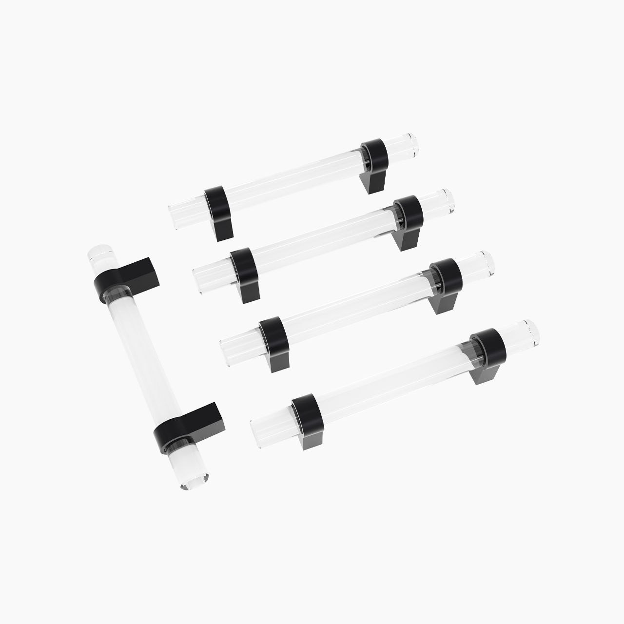 SENY Acrylic Cabinet Pulls, 5 Pack Clear Lucite T Bar Drawer Handles with Metal Base for Kitchen & Bathroom Cabinets